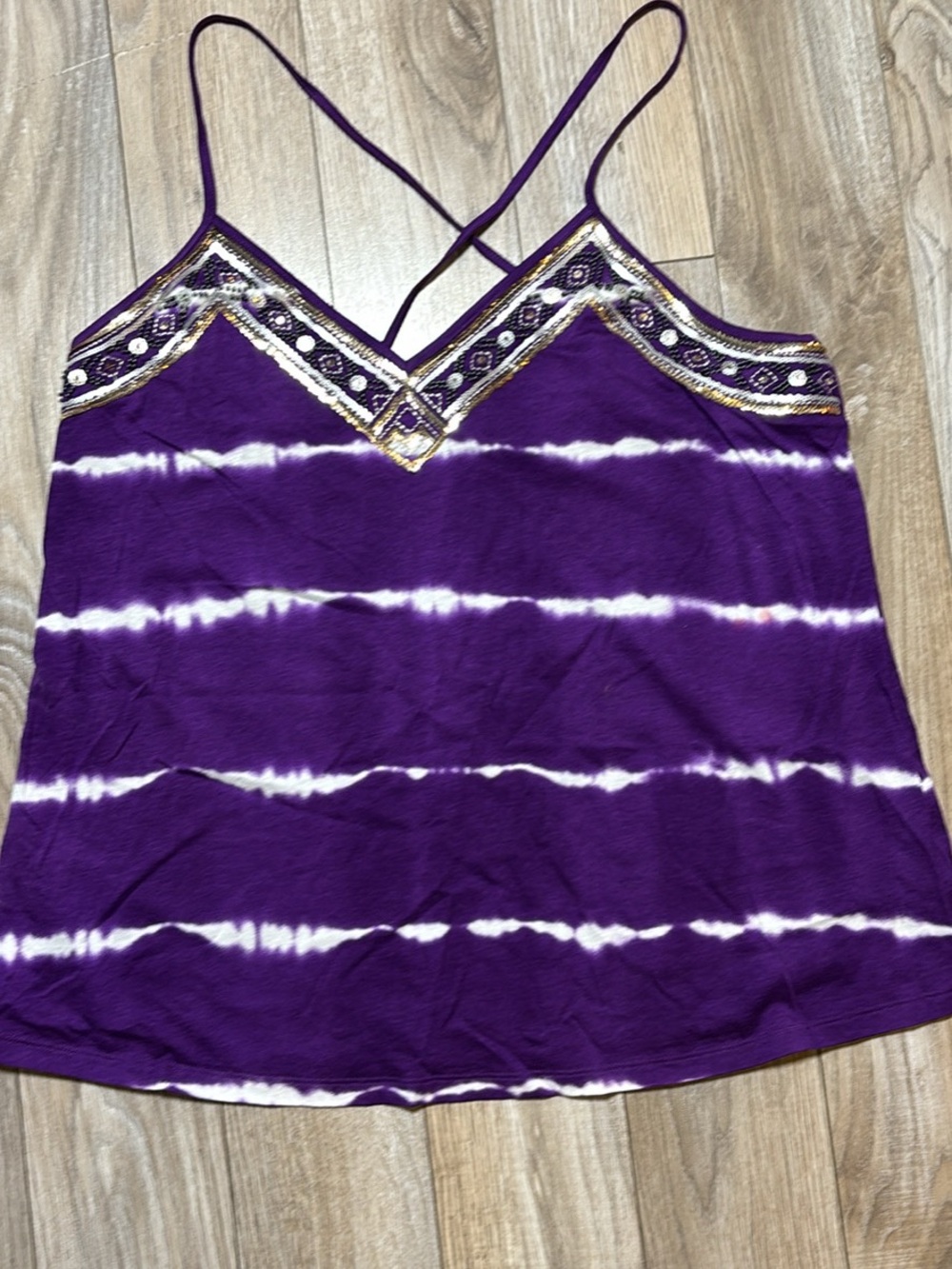 Express Purple Tie-Dye Embellished Spaghetti Strap Cami